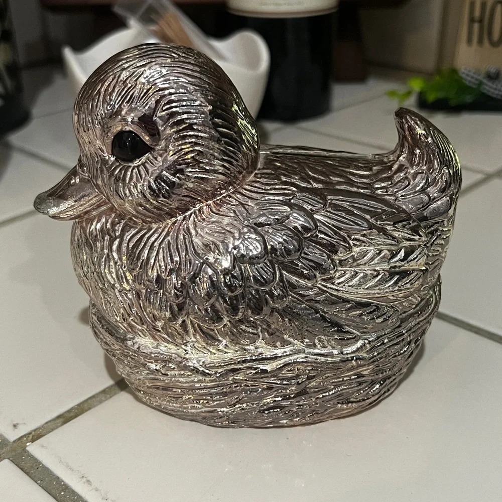 Silver Duck Figurine
